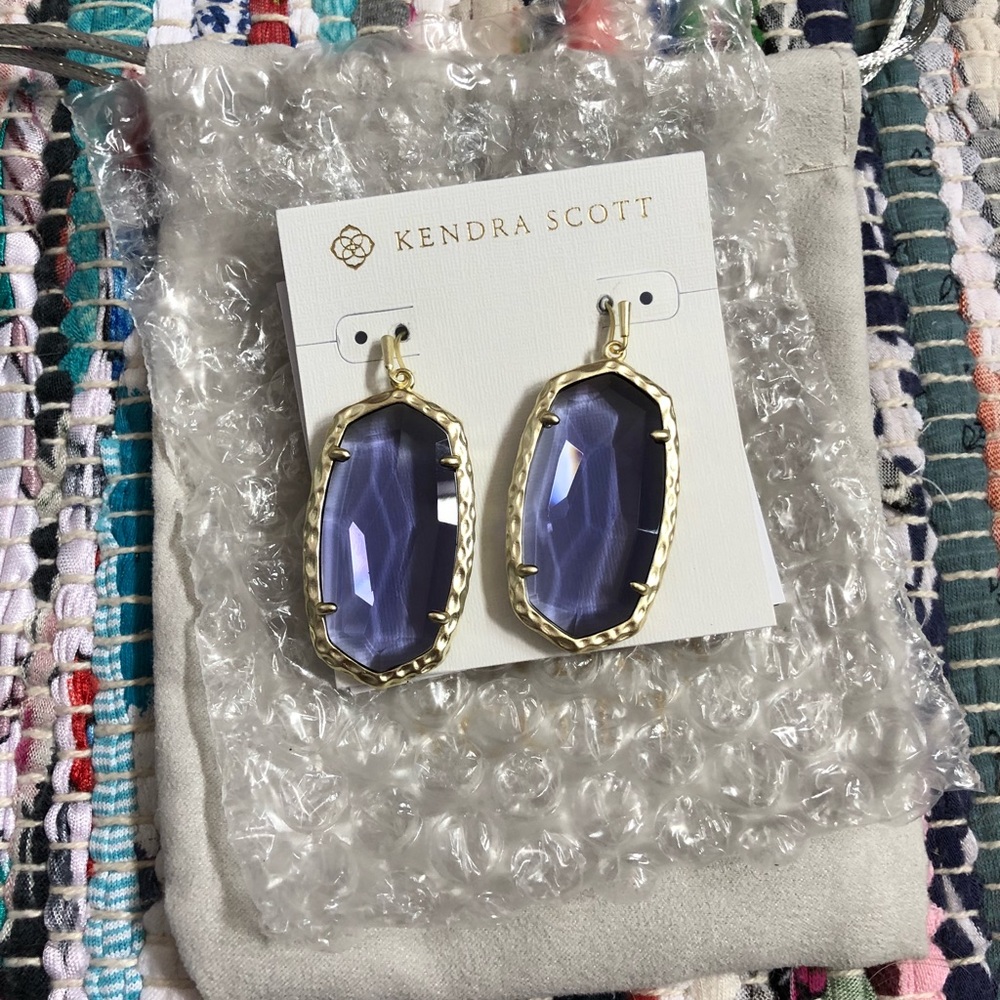 Kendra Scott Purple (Iolite) “Ella” Glass Earrings